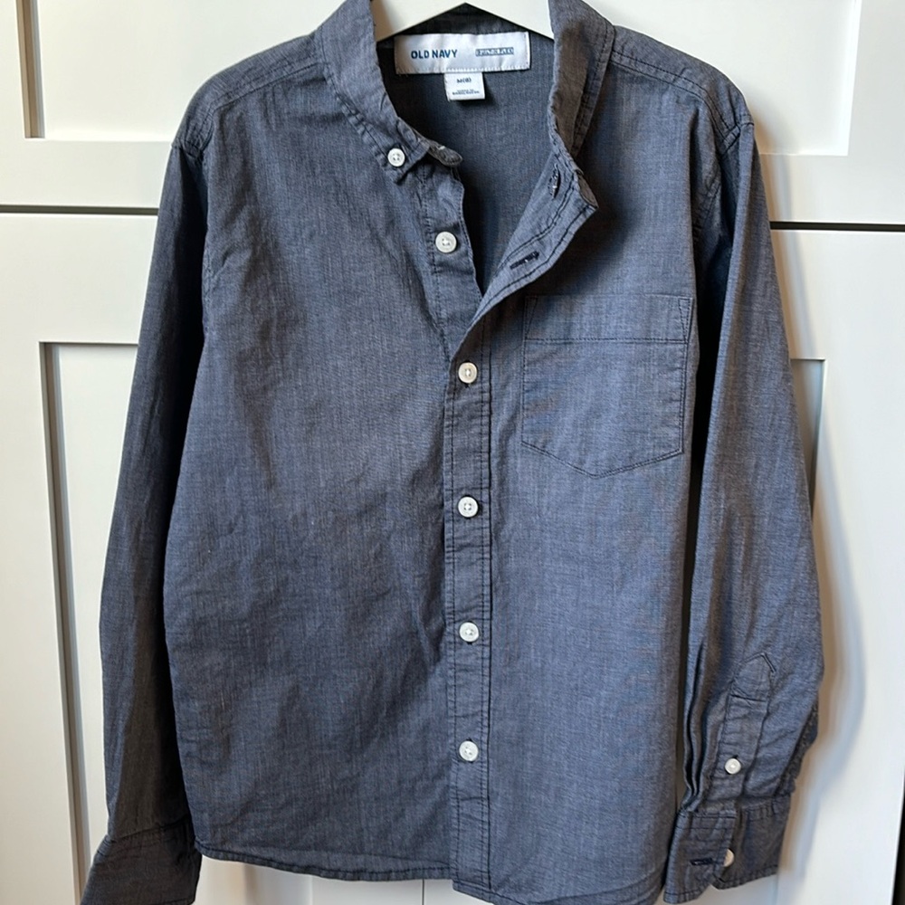 Old Navy kids long sleeve button down top - blue - size S